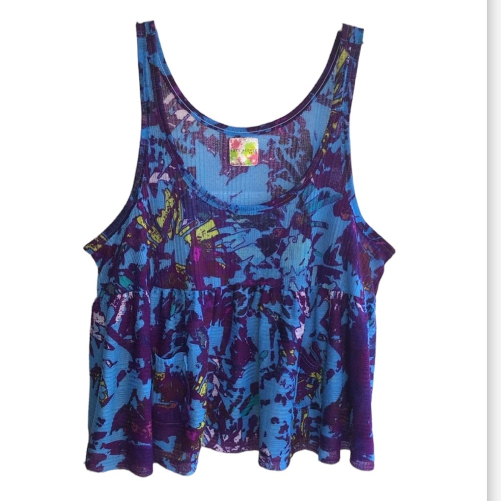 FREE PEOPLE FLORAL BOHO CROPPED SWING TANK TOP SIZE XL